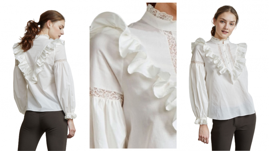 Camisa de estilo romántico con volantes y puntillas de la firma &Me Unlimited