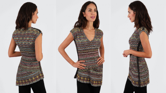 Camiseta de punto multicolor de corte asimétrico