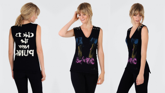 Camiseta de punto sin mangas con tachuelas