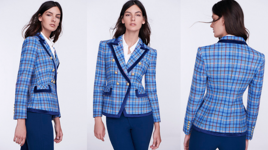 Blazer cruzada con estampado de tartán de THE EXTREME COLLECTION 
