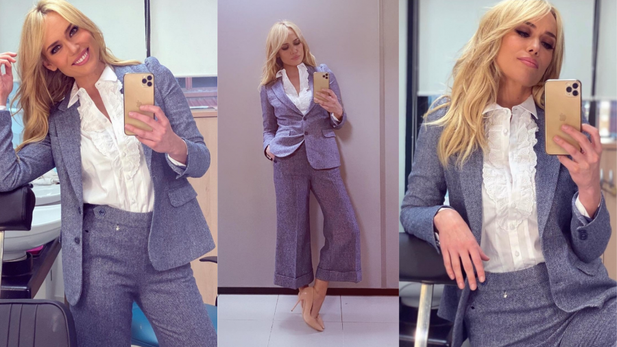 Traje jaspeado en azules de la firma &Me Unlimited