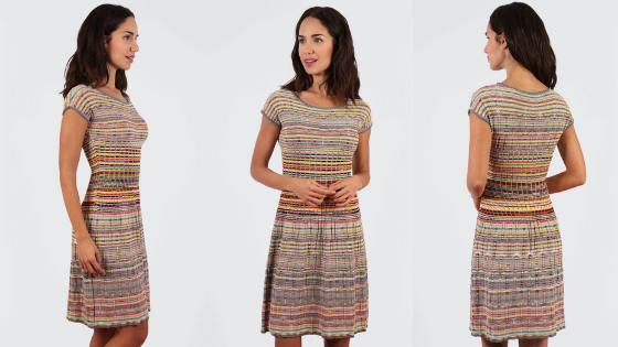 Vestido de punto de manga corta multicolor