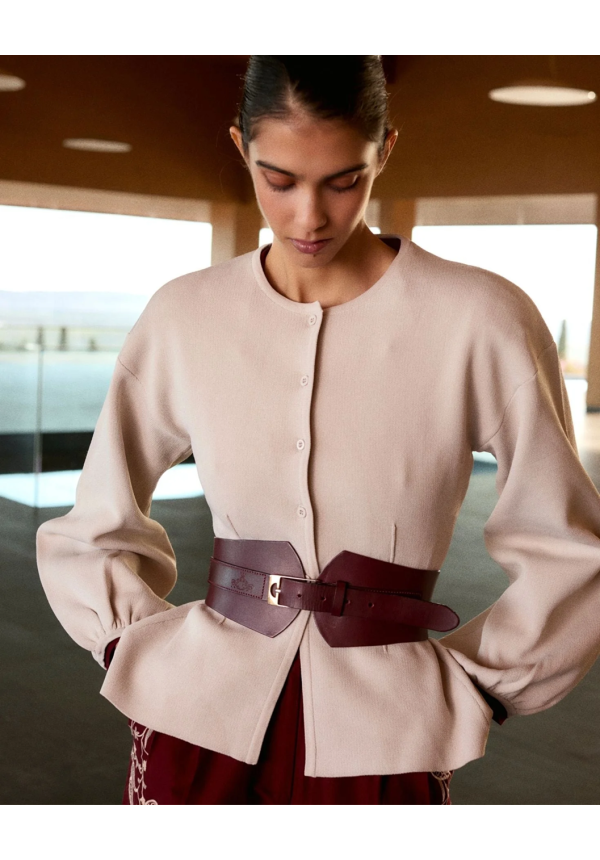 CHAQUETA PUNTO CONCHA BEIGE