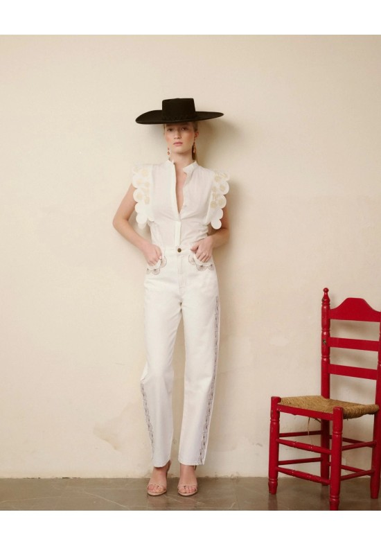 CAMISA ANNA BORDADOS BEIGE