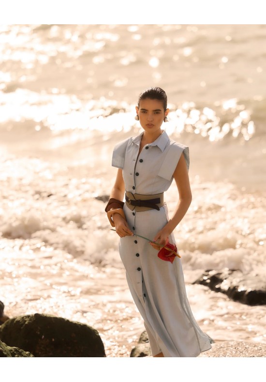 VESTIDO GALA GRIS CLARO