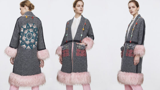 Abrigo gris con detalles rosas The Extreme Collection