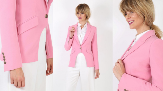 Chaqueta con corte tipo frac en color rosa para alegrar tus look primaverales The Extreme Collection