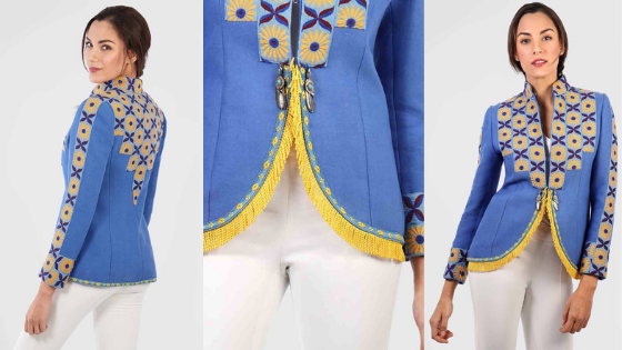 Blazer combinada de azules y amarillos The Extreme Collection para que luzcas esta primavera