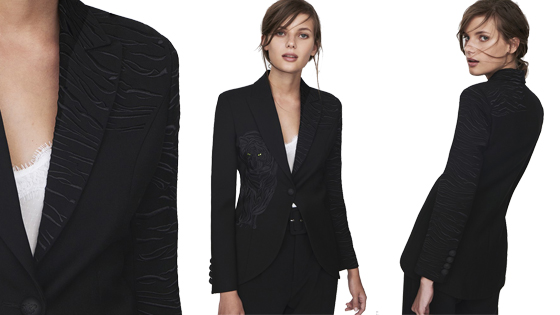 Blazer negra bordada en hilo negro de la firma The Extreme Collection