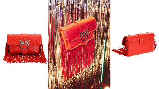 Bolso bandolera flecos rojo PINKO
