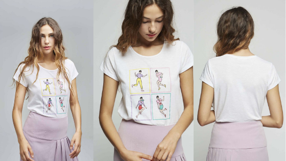 Camiseta blanca de manga corta con diseño central de la firma Dolores Promesas