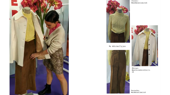 La influencer y bloggera Formallyjes creando unos de sus looks para el Armario de MOMAD