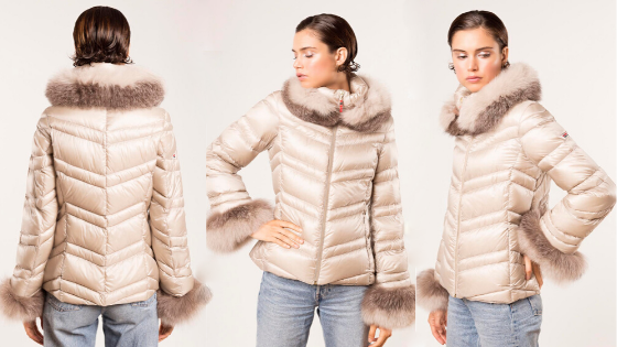 Parka cruda corta con detalles de pelo de Dichi Collection