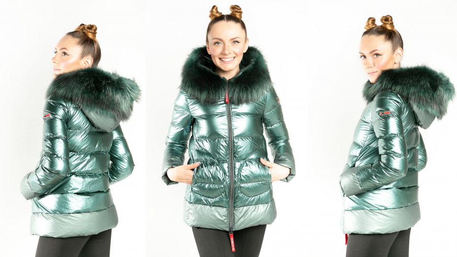 Parka metalizada verde