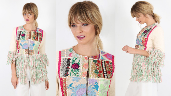 Chaqueta de punto con detalles de Patchwork y flecos para poder lucir esta Primavera'19 de la firma The Extreme Collection