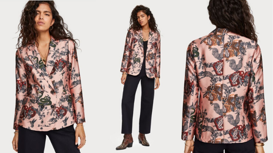Chaqueta cruzada estampada