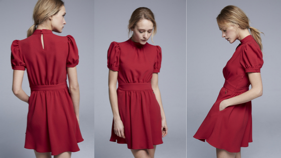 Vestido rojo de manga corta con cierre lateral