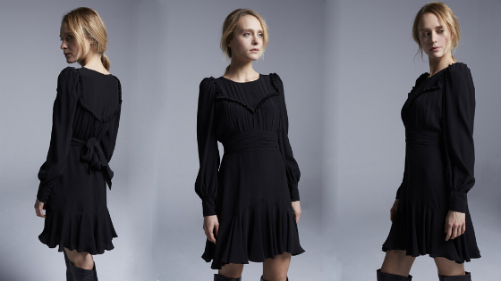 Vestido negro cuerpo drapeado Pati Conde Collection