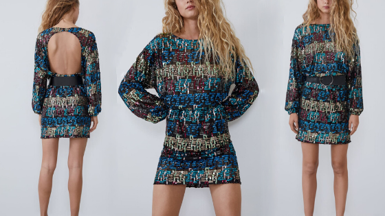 Vestido minifalda lentejuelas de colores de Zara