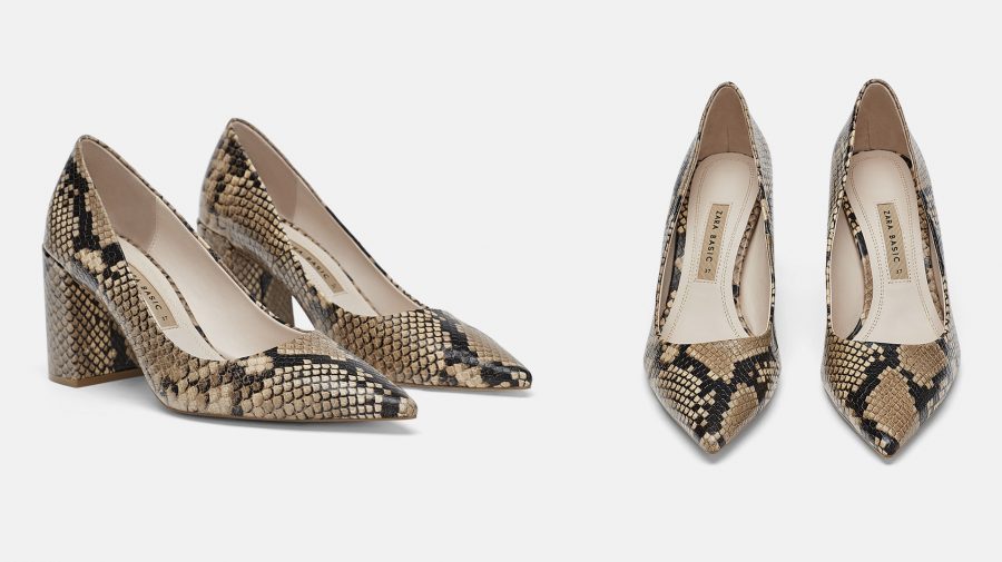 Zapatos de tacón de estampado de serpiente